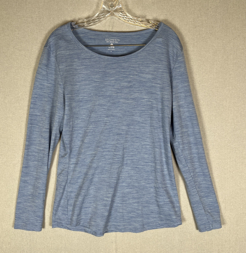 Segments Womens 100% Merino Wool Size Large Long Sleeve Base Layer Top Blue
